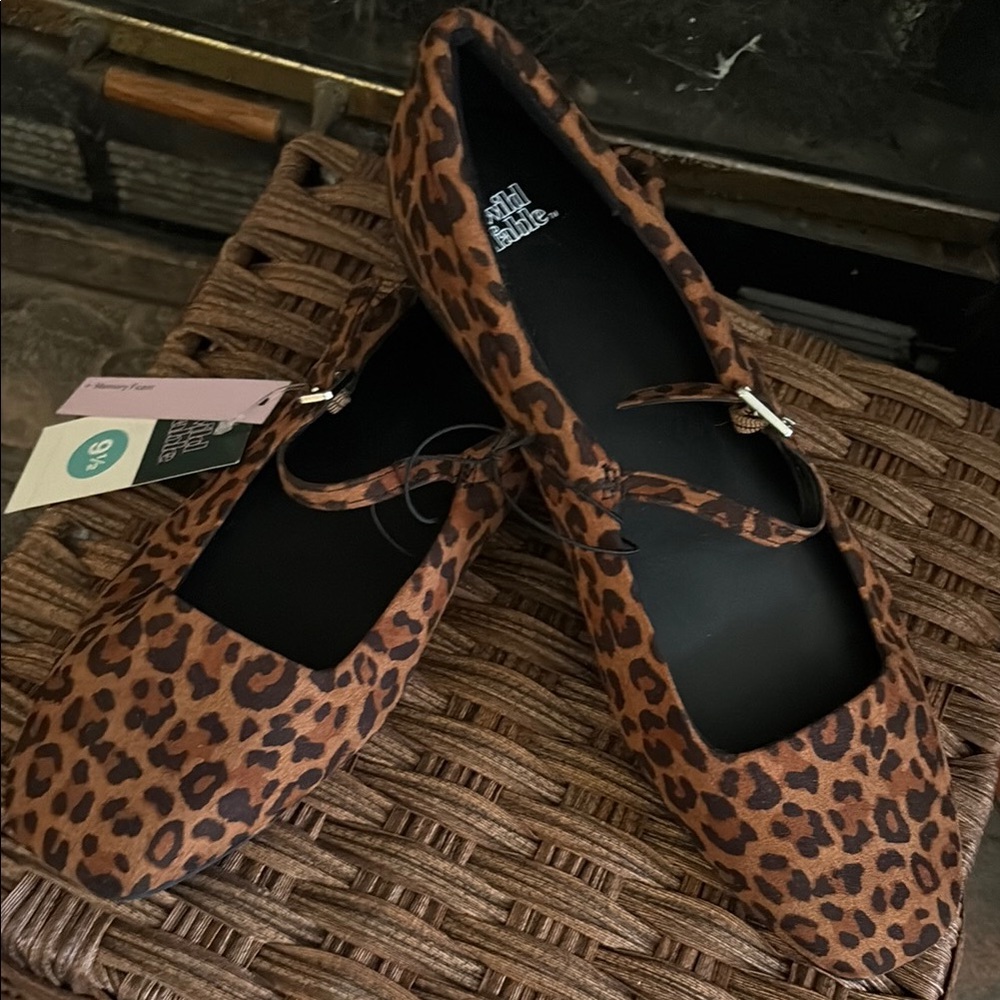 Wild Diva Leopard Print Mary Jane Flats
